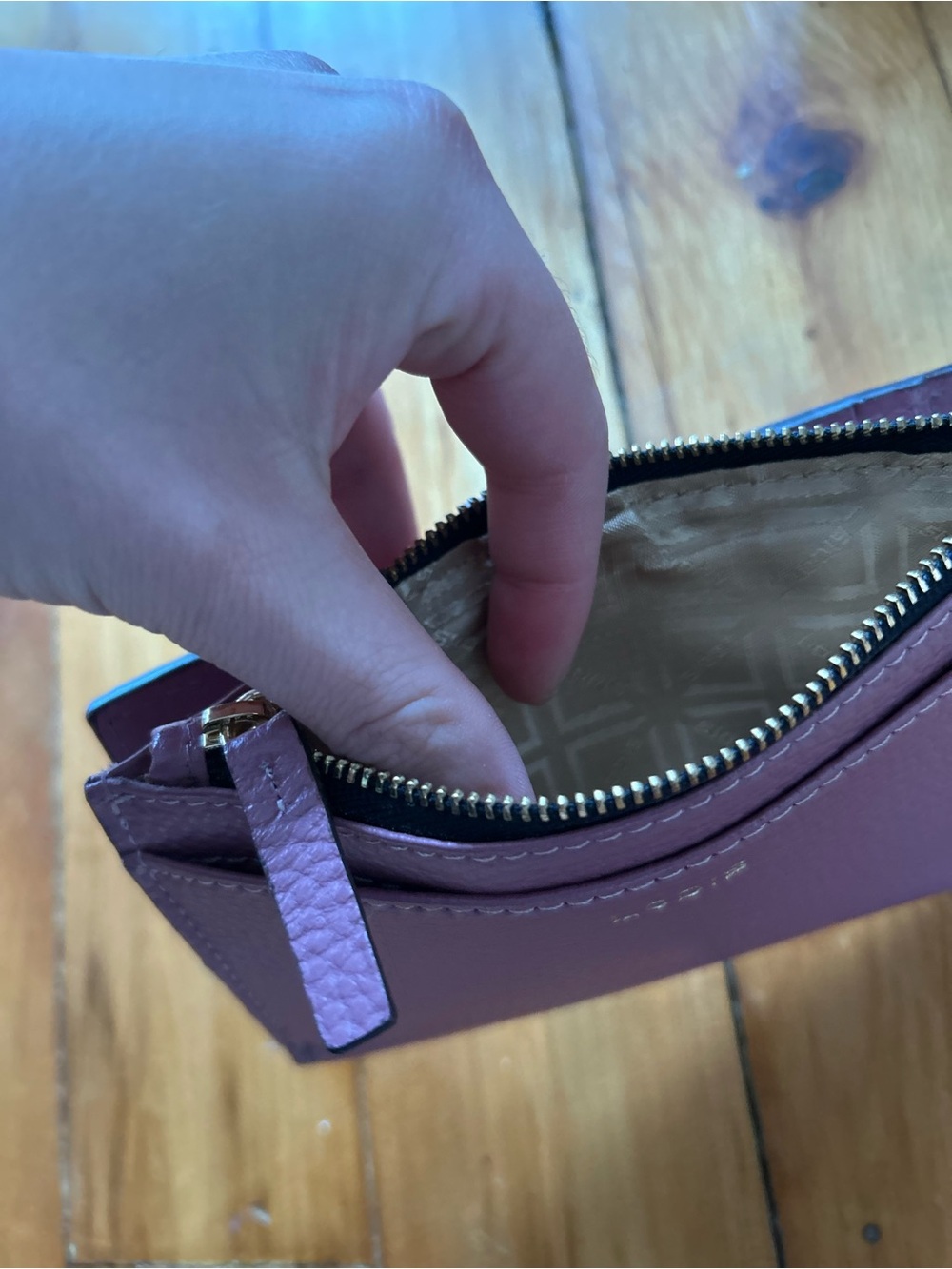 Lodis Dusty Lavender Pebbled Leather Zip Card Wallet - Picture 3 of 8